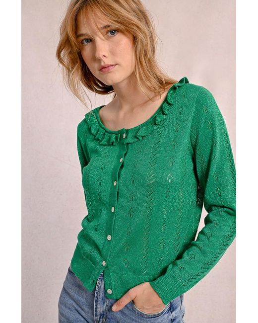 Gilet en maille fine, boutonné Molly Bracken en coloris Green