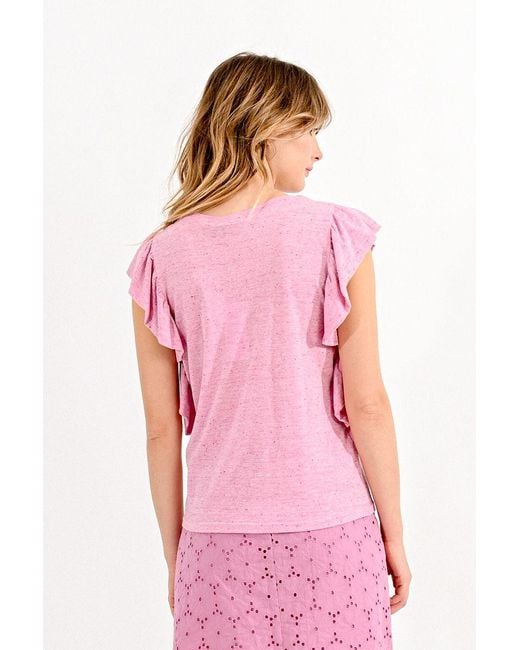 Tee-shirt à emmanchures volantées Molly Bracken en coloris Pink