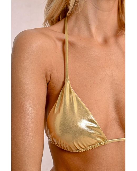 Haut de maillot de bain, triangle effet métallisé Molly Bracken en coloris Natural