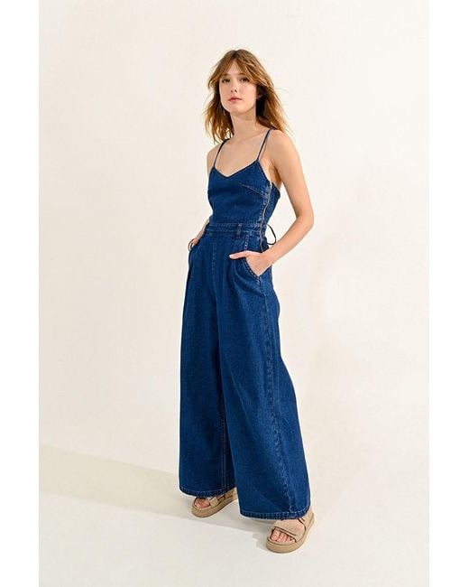 Combipantalon en jean dos lace Molly Bracken en coloris Bleu Lyst
