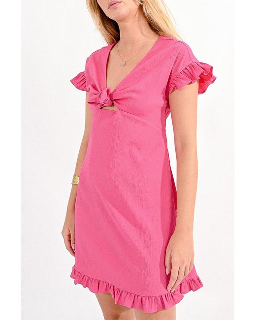 Robe courte, buste à nouer Molly Bracken en coloris Pink