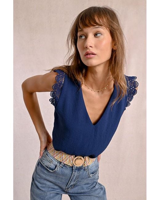 Large ceinture tressée à clipser Molly Bracken en coloris Blue