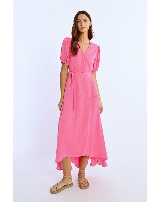 Robe longue, manches ballons Molly Bracken en coloris Pink