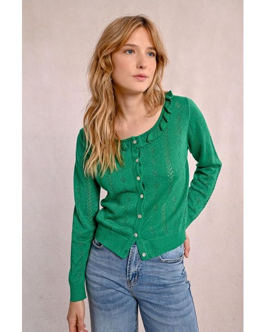 Gilet en maille fine, boutonné Molly Bracken en coloris Green