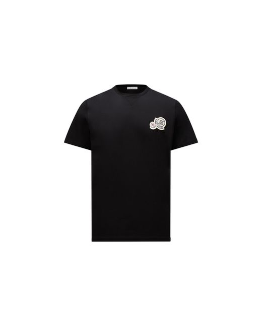 Moncler T-shirt mit doppeltem logoaufnäher in Black für Herren
