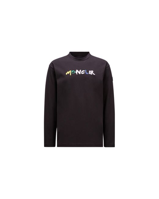Moncler Logo Long Sleeve T-shirt Black for men