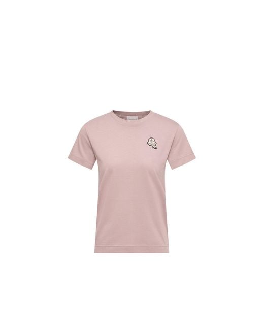 Moncler Pink Moncler Logo Patch Cotton T-Shirt
