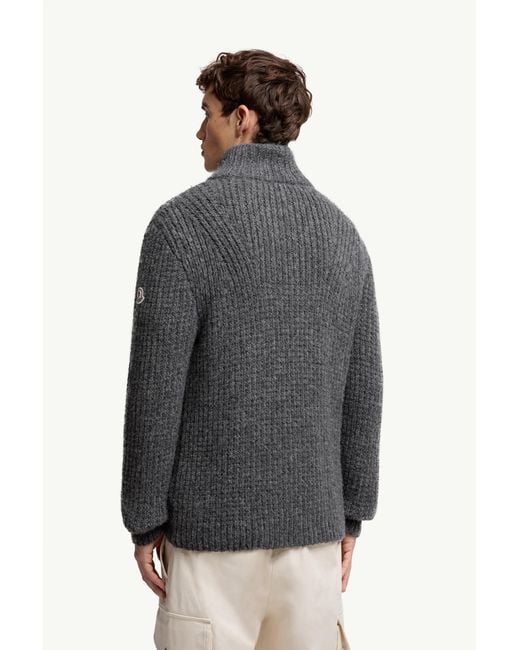 Moncler Gray Alpaca & Wool Zip-Up Cardigan for men