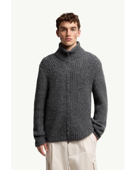 Moncler Gray Alpaca & Wool Zip-Up Cardigan for men