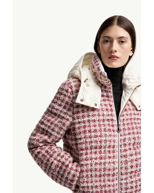Moncler Black Andronne Tweed Hooded Short Down Jacket