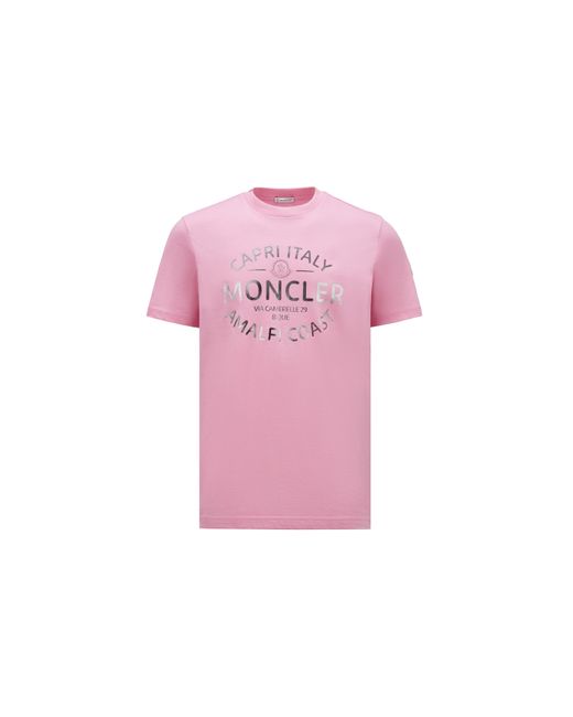 Moncler Metallic-logo-t-shirt in Pink für Herren