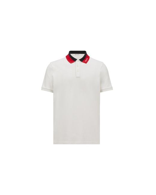 Moncler Piquet-Poloshirt Mit Gesticktem Logo Aus Baumwolle, Herren, Größe in White für Herren