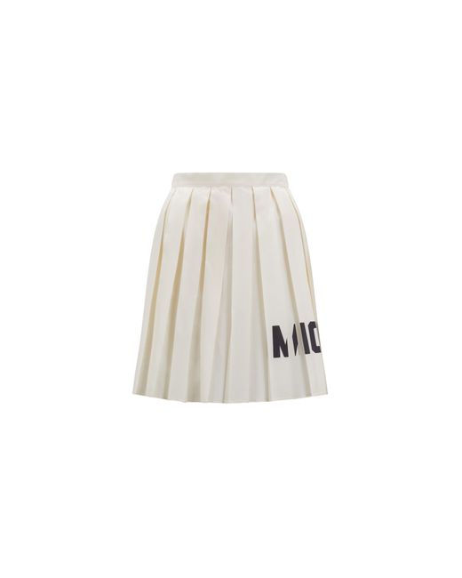Moncler White Pleated Taffeta Skirt