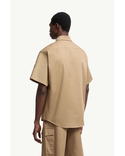 Moncler Kurzärmeliges Hemd Aus Baumwoll-Gabardine, Herren, Größe in Natural für Herren