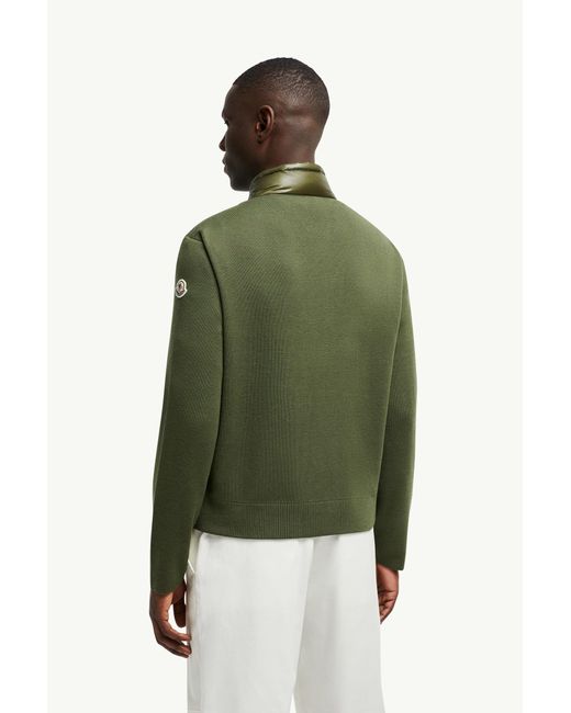 Moncler Wattierte Strickjacke Aus Wolle Mit Reißverschluss, Herren, Größe in Green für Herren