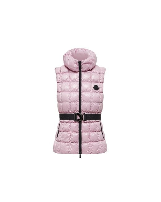 Moncler Pink Moncler Emilion Square-Quilted Down Gilet
