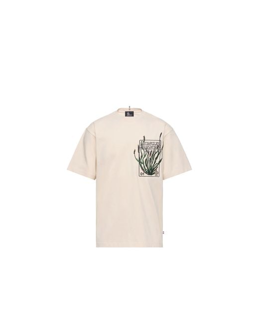 Moncler Natural Moncler Embroidered Botanical Motif Cotton T-Shirt for men