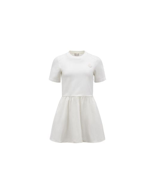 Moncler White Fit & Flare Mini Dress