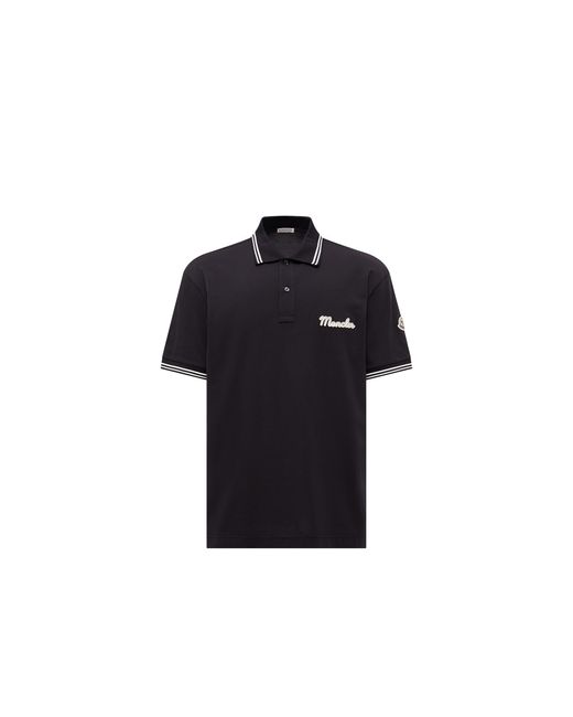 Polo De Piqué De Algodón Con Logotipo Bordado, Hombre, Talla Moncler de hombre de color Black