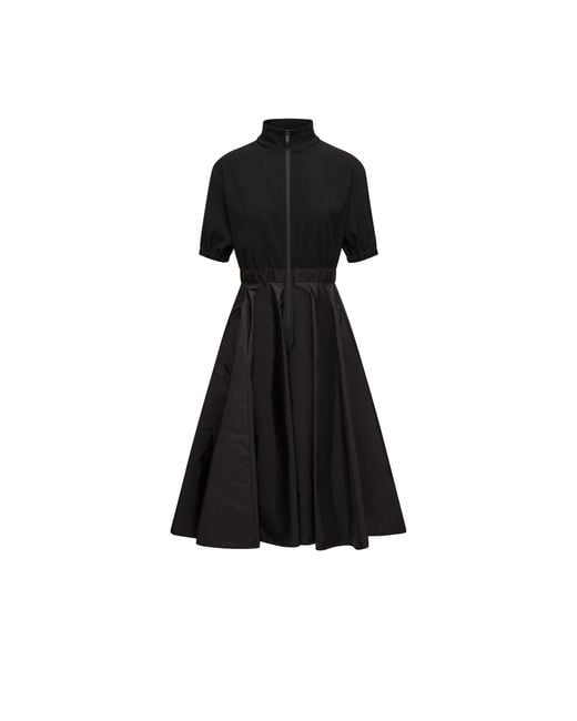 Moncler Black Midi-Kleid Aus Satin, Damen, Größe