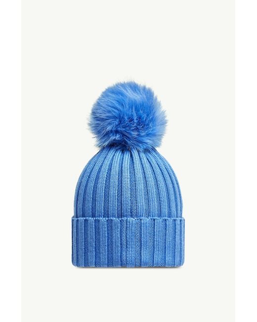 Gorro De Lana Con Pompón, Mujer, Talla Moncler de color Blue