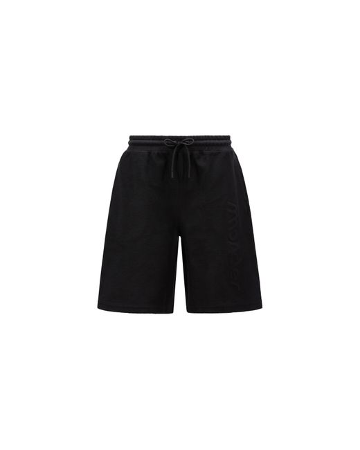 Moncler Black Embossed Logo Bermuda Shorts for men