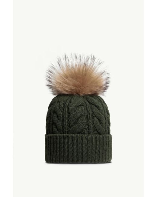 Gorro De Cachemira/Lana Con Pompón, Mujer, Talla Moncler de color Green