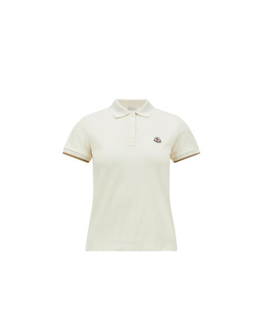 Moncler White Polo With Collar