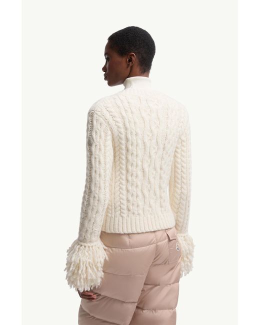 Moncler Natural Strickjacke Mit V-Ausschnitt Aus Alpakamischung, Damen, Größe