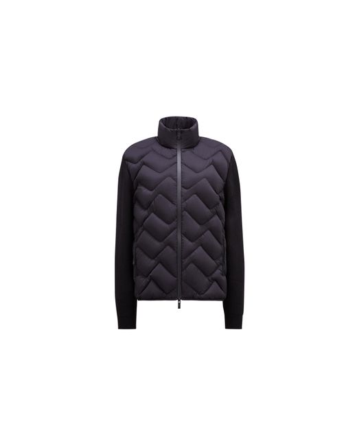 Moncler Blue Padded Wool Blend Zip-up Cardigan Black for men