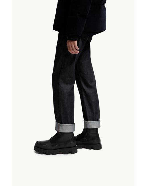 Moncler Black Peak Path Leather Lace-Up Boots for men
