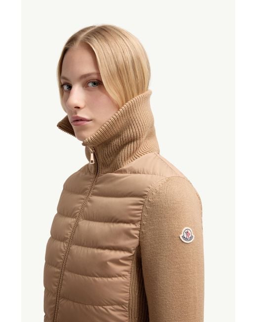 Moncler Natural Padded Wool Zip-Up Cardigan
