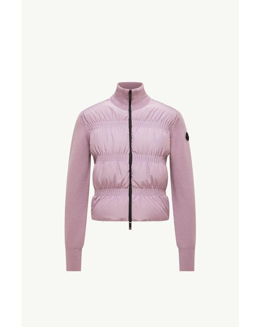 Cárdigan Con Cremallera De Lana Acolchada, Mujer, Talla Moncler de color Purple