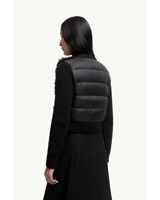 Cárdigan Acolchado De Lana Y Tejido Efecto Peluche, Mujer, Talla Moncler de color Black