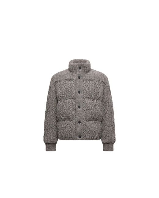 Moncler Gray Moncler Ellesmere Wool Tweed Short Down Jacket for men