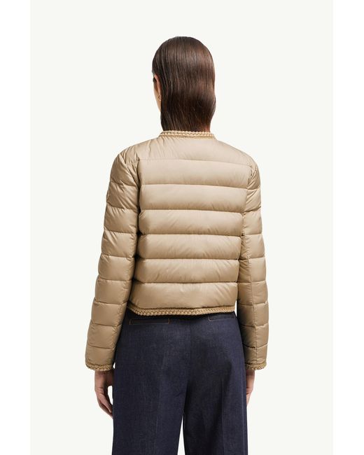 Moncler Natural Gencay Kurze Daunenjacke Mit Geflochtenem Besatz, Damen, Größe