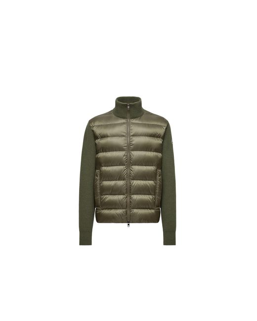 Moncler Green Padded Wool & Cashmere Zip-Up Cardigan for men