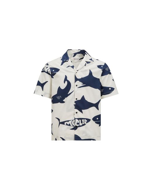 Camicia A Maniche Corte di Moncler in Blue da Uomo