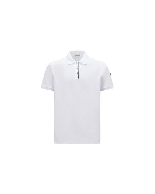 Moncler White Logo Motif Polo Shirt for men