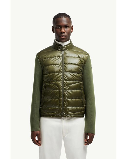 Moncler Wattierte Strickjacke Aus Wolle Mit Reißverschluss, Herren, Größe in Green für Herren