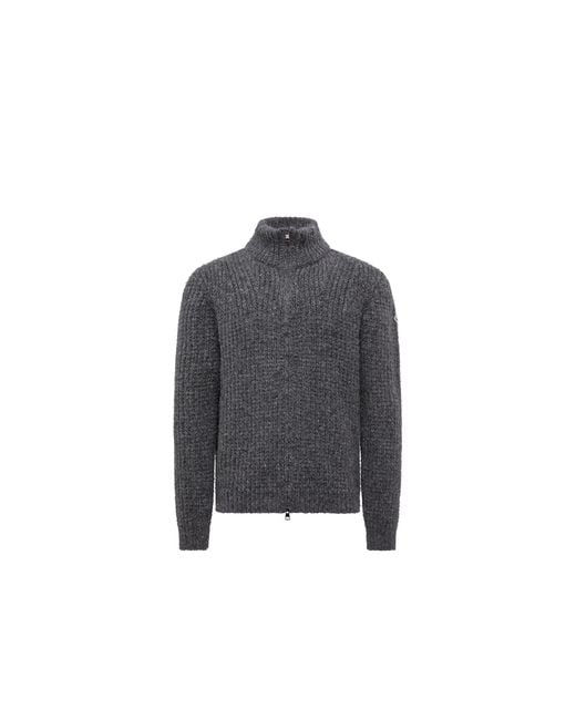Moncler Gray Alpaca & Wool Zip-Up Cardigan for men