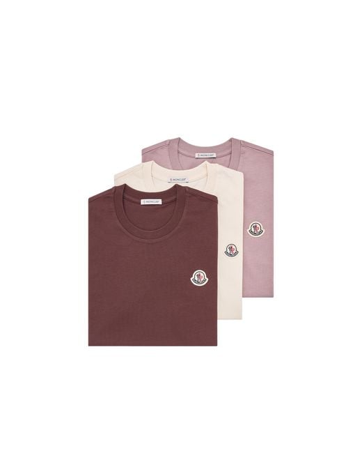 Moncler Purple Moncler Logo Patch Cotton T-Shirt (Pack Of Three)