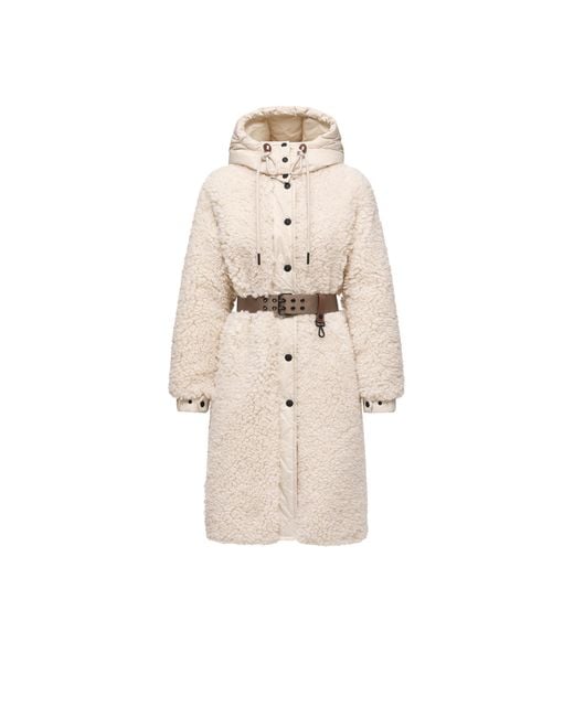 Moncler Natural Moncler Blavet Teddy Hooded Long Down Jacket