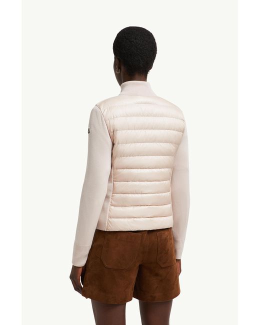 Cardigan Zippé Matelassé En Laine Moncler en coloris Pink