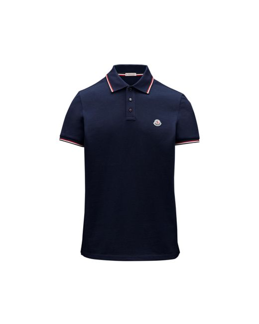 Moncler Polo With Tricolour Detail in Blue for Men - Save 14% | Lyst UK