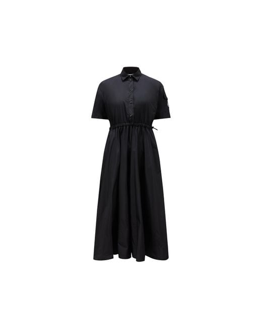 Robe chemise midi en popeline Moncler en coloris Black