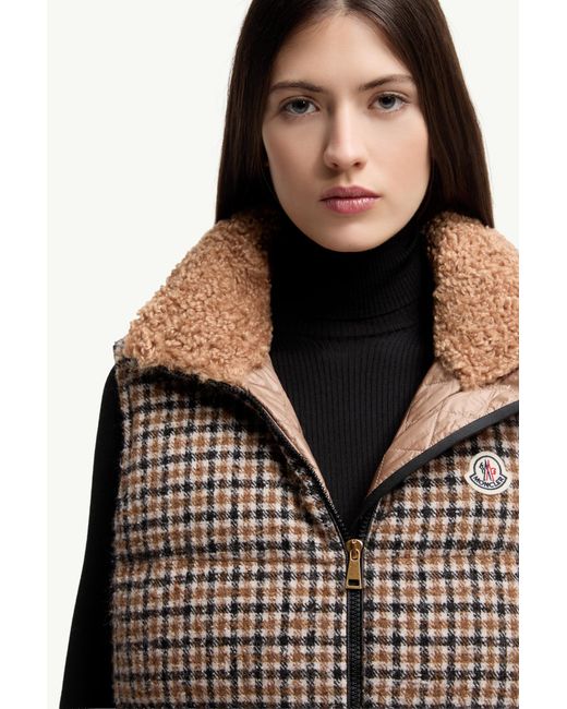 Moncler Brown Touvet Daunenweste Aus Wollmischung, Damen, Größe
