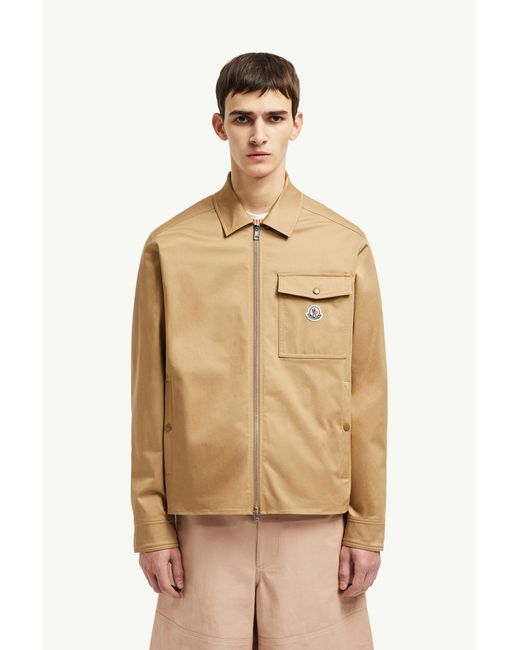Moncler Natural Cotton Gabardine Zip-Up Shirt Jacket for men