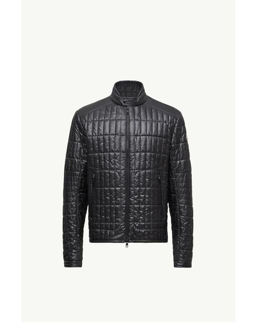 Moncler Black Lasne Vertical-Quilted Padded Biker Jacket for men
