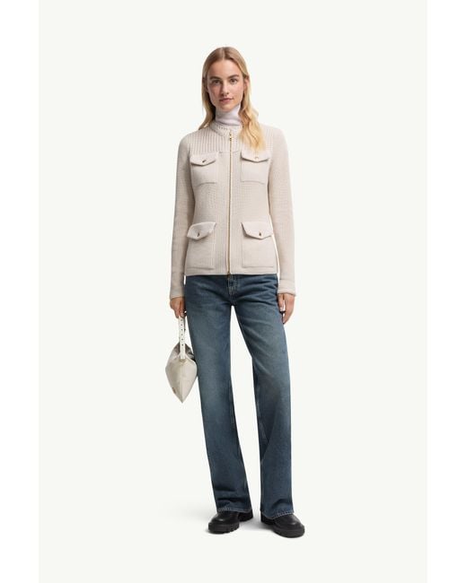 Moncler Natural Padded Wool Zip-Up Cardigan